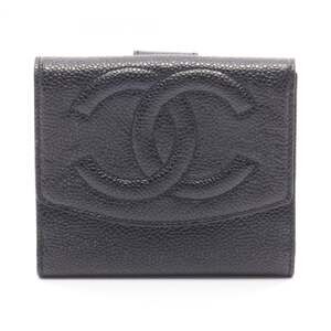 CHANEL Black Leather Logo Wallet